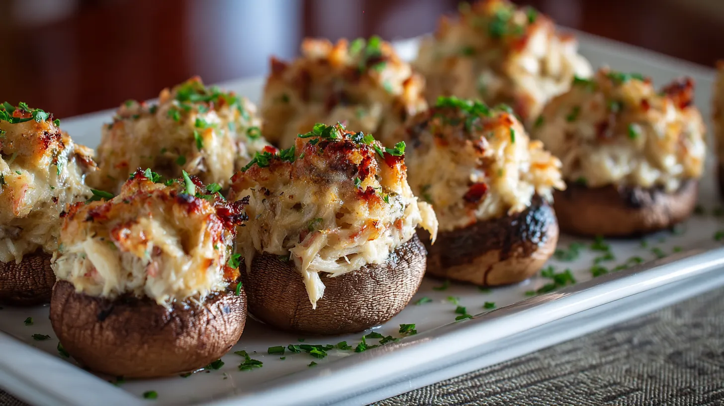 Creamy Garlic Crab-Stuffed Mushrooms