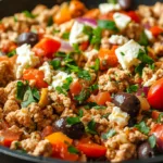 Mediterranean Keto Ground Chicken Skillet with Olives and Feta