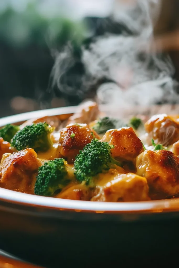 Chicken with Broccoli in a Creamy Cheesy Sauce