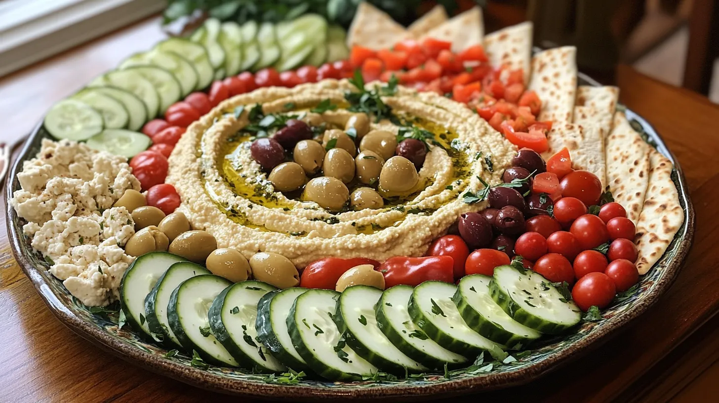 Cold Mezze Platter with Hummus Baba Ganoush and Pita