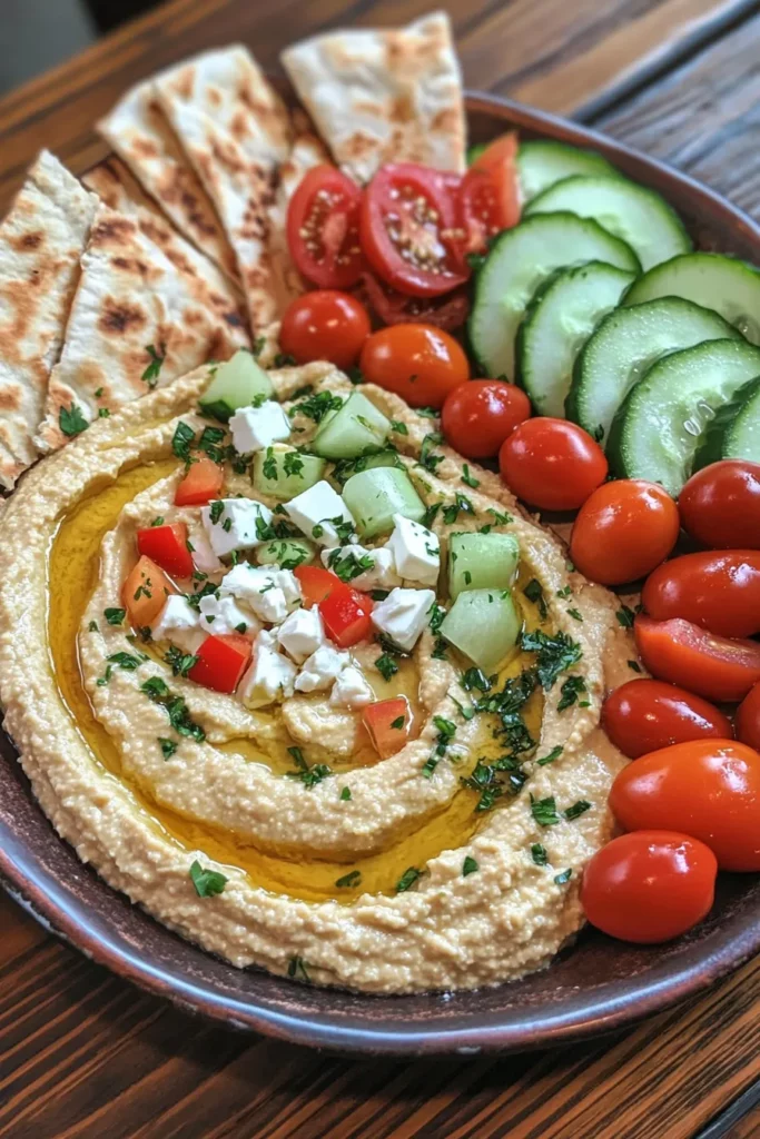 Cold Mezze Platter with Hummus Baba Ganoush and Pita