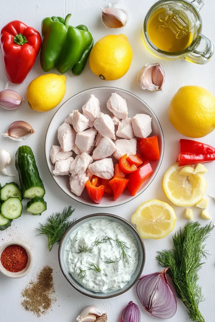Greek Chicken Souvlaki with Tzatziki Sauce