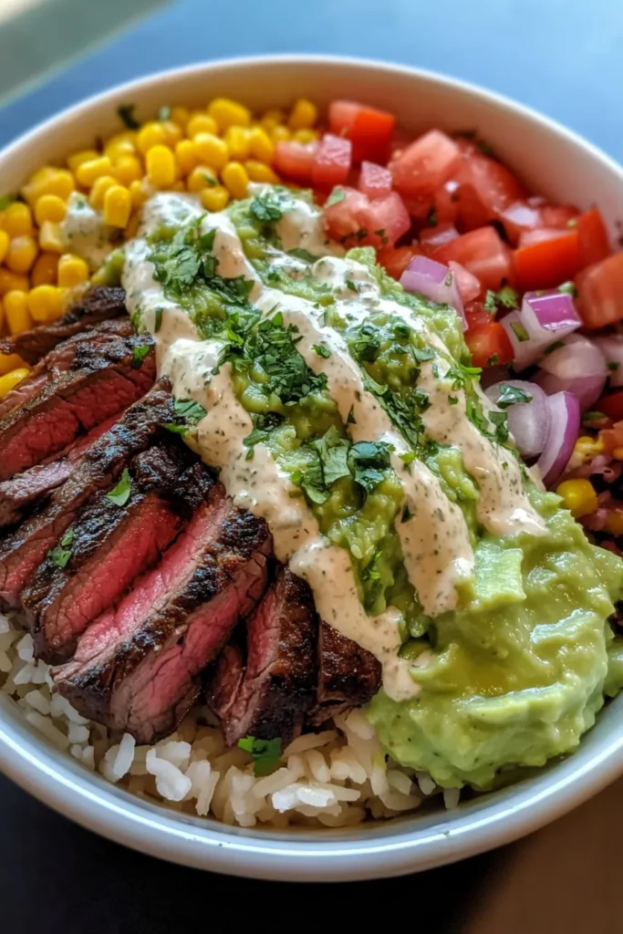Steak Avocado and Roasted Corn Bowl with Cilantro Cream Sauce: Best Recipe for a Hearty Meal 6 Steak Avocado and Roasted Corn Bowl with Cilantro Cream Sauce