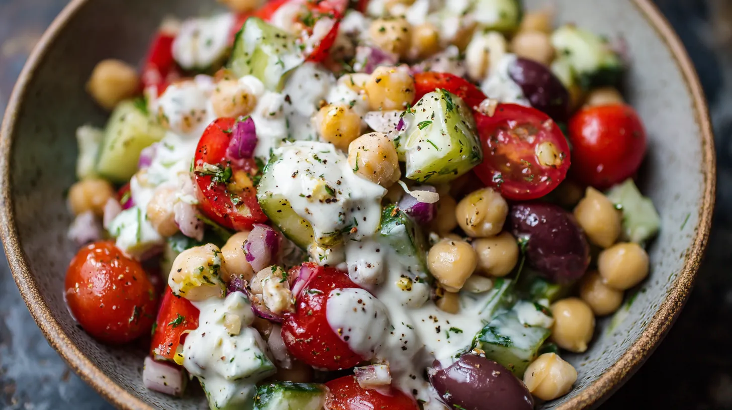 Mediterranean Chickpea Salad with Tzatziki Dressing You’ll Love to Munch On
