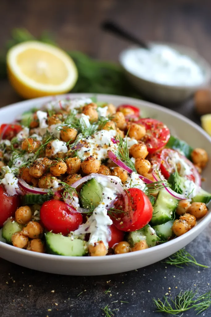 Mediterranean Chickpea Salad with Tzatziki Dressing You’ll Love to Munch On 7 Mediterranean Chickpea Salad with Tzatziki Dressing