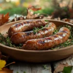 Featured image showcasing the delectable smoky maple venison sausage with autumn accents.