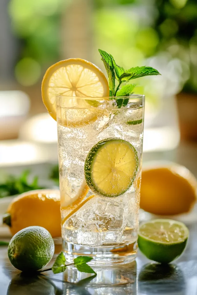 Served Fresh Lemon Lime Fizz Beverage for Summer