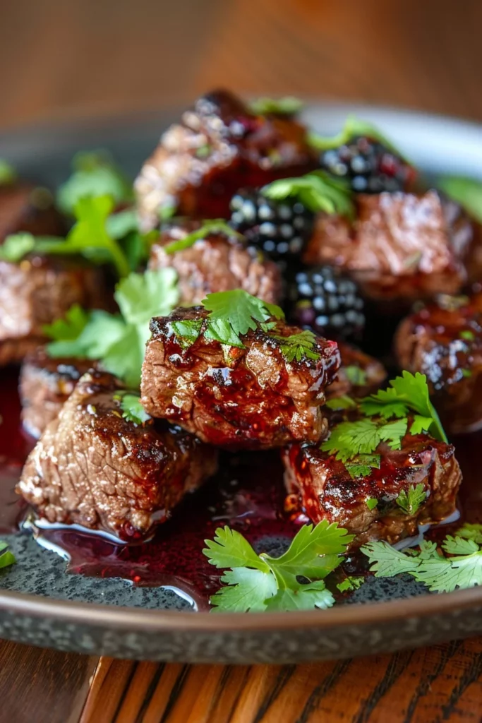 Blackberry Chipotle Glazed Steak Bites - Delicious Recipe