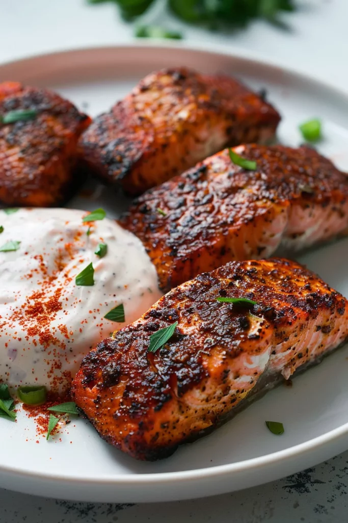 Blackened Salmon Bites With Creamy Cajun Dip - Delicious Recipe