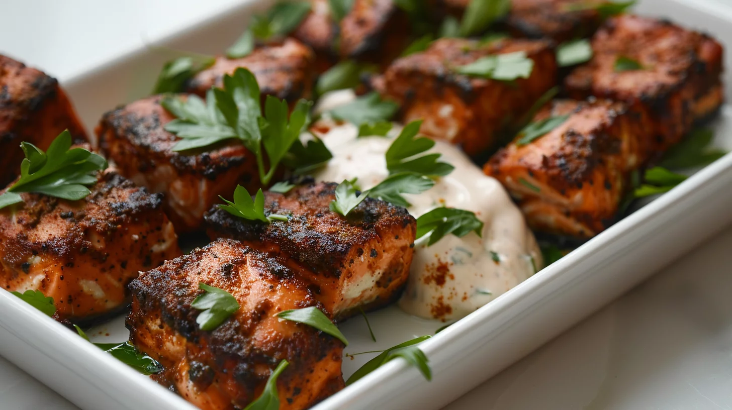 Blackened Salmon Bites With Creamy Cajun Dip