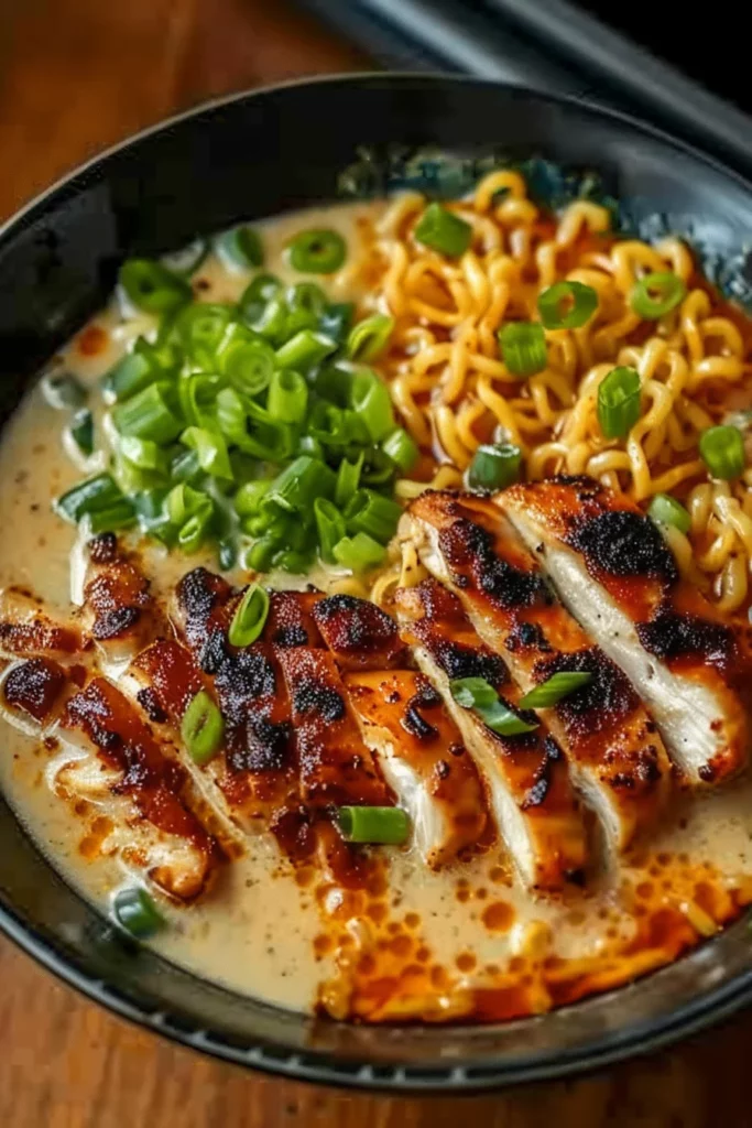 Fiery Chicken Ramen With Creamy Garlic Sauce - Delicious Recipe