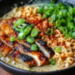 Fiery Chicken Ramen With Creamy Garlic Sauce