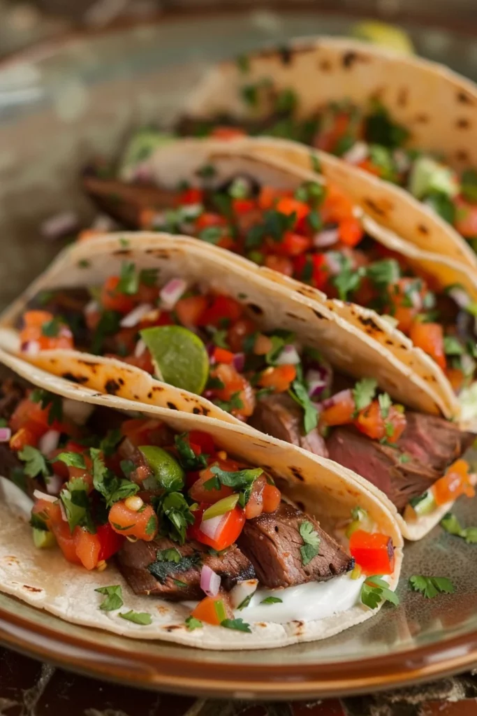 Fire-grilled Venison Tacos With Roasted Pepper Salsa and Lime Crema Delight
