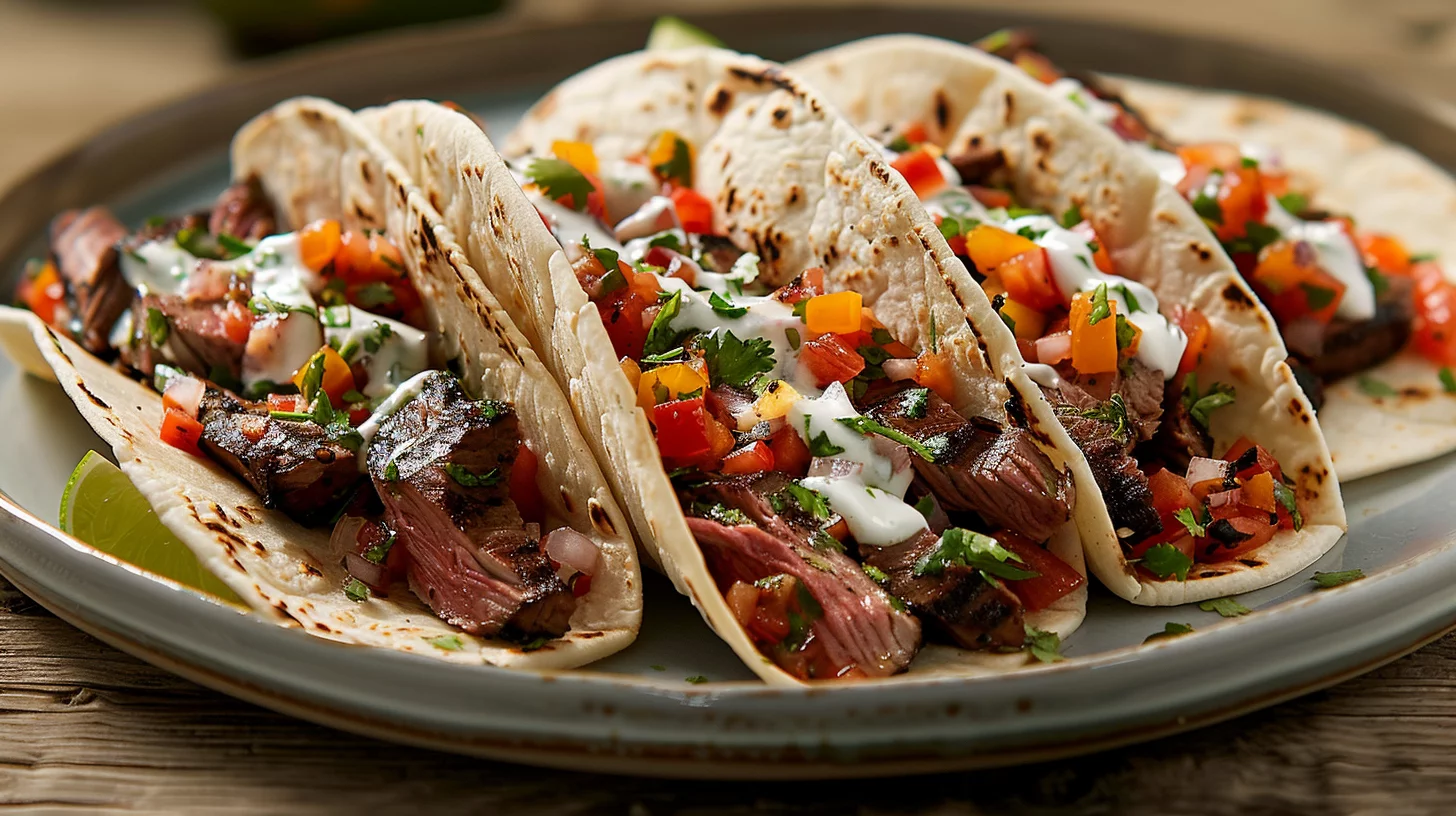 Fire-grilled Venison Tacos With Roasted Pepper Salsa and Lime Crema