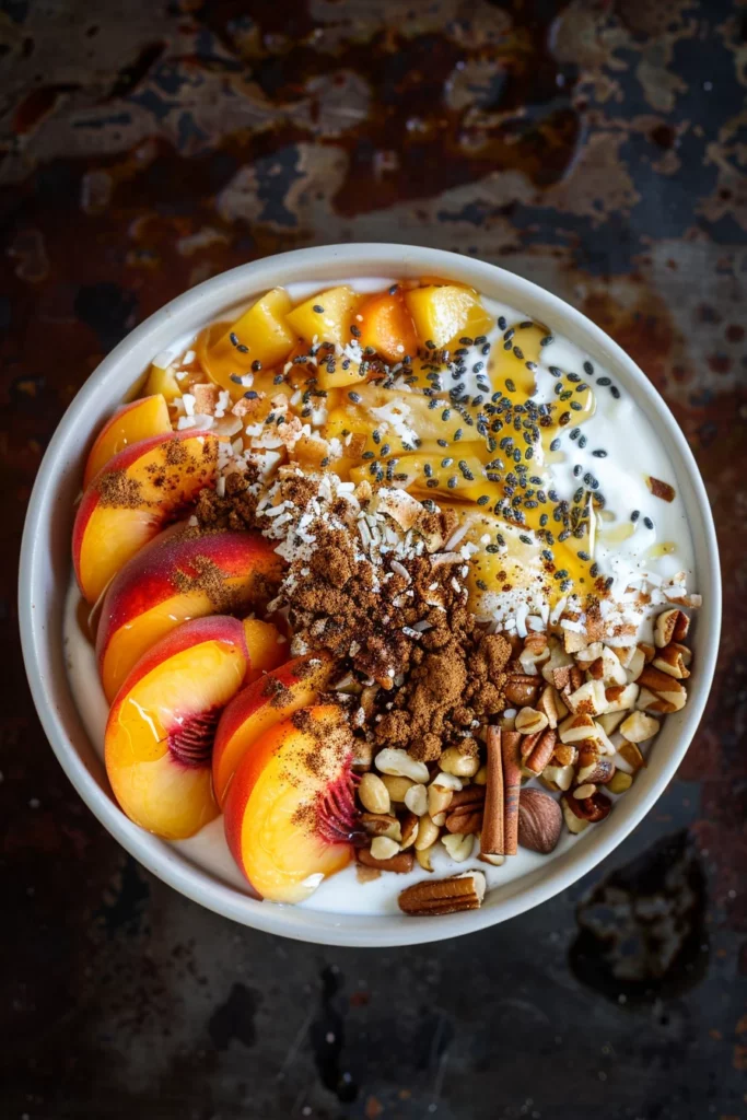 Grated Frozen Peach With Honey Breakfast Delight