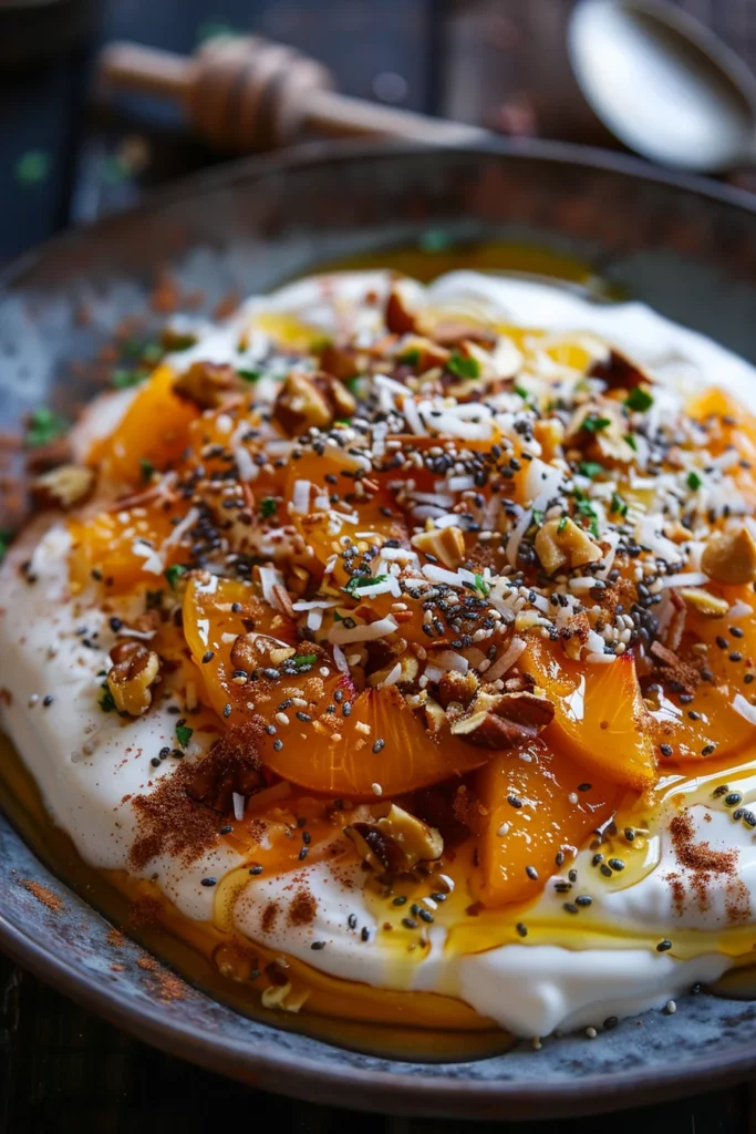 Grated Frozen Peach With Honey Breakfast Delight