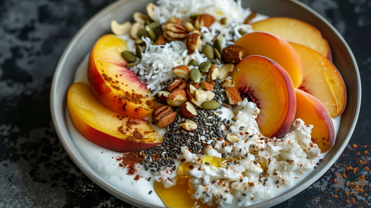 Grated Frozen Peach With Honey Breakfast