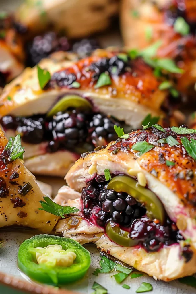 Melty Blackberry Jalapeno Stuffed Chicken Delight