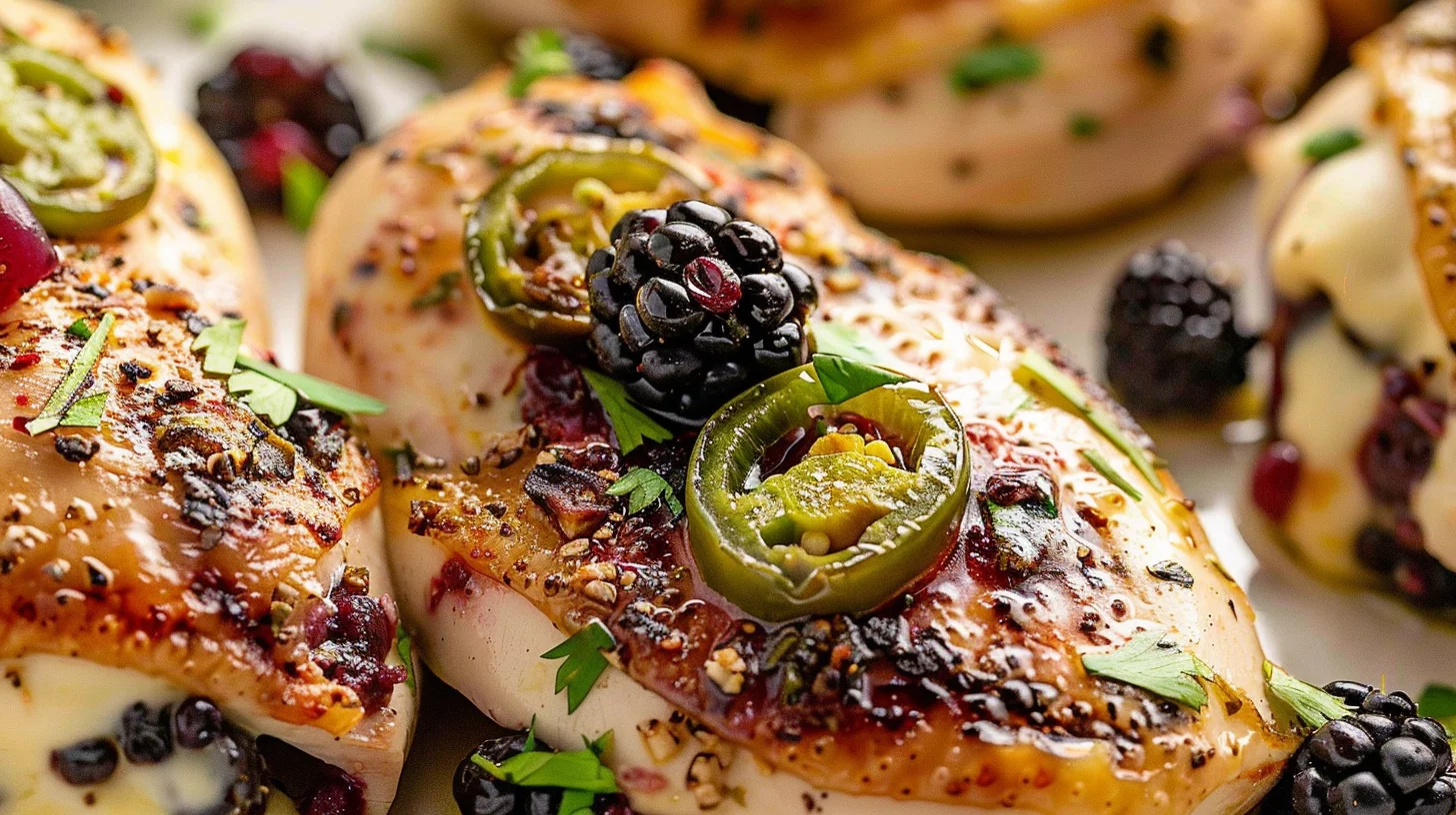 Melty Blackberry Jalapeno Stuffed Chicken