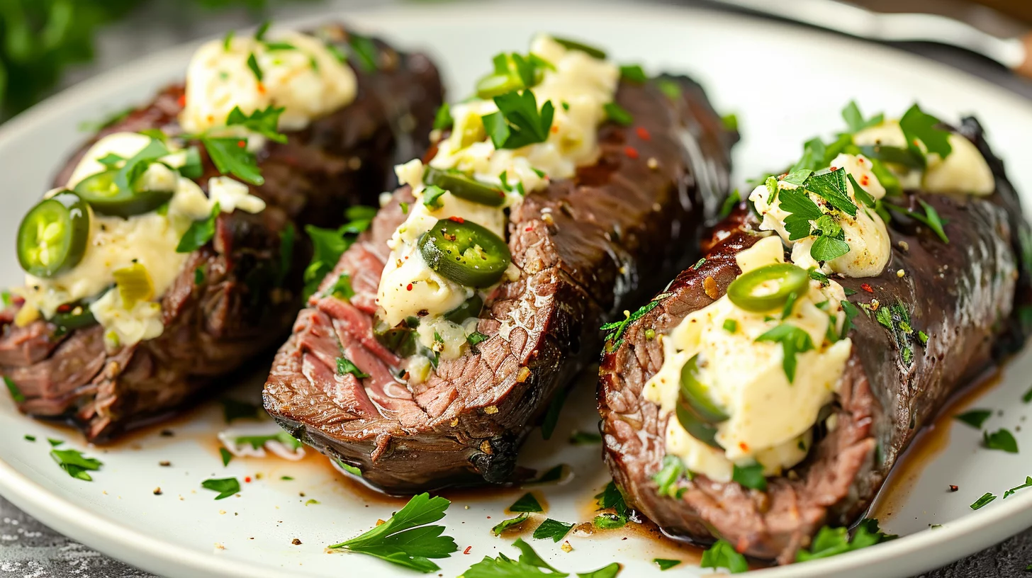 Stuffed Venison Backstrap With Jalapeño Cream Cheese and Garlic Butter Glaze