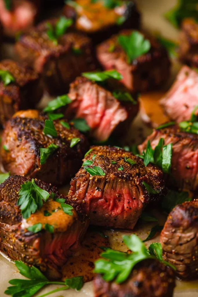 Cast Iron Venison Steak Bites with Creamy Summer Horseradish Sauce