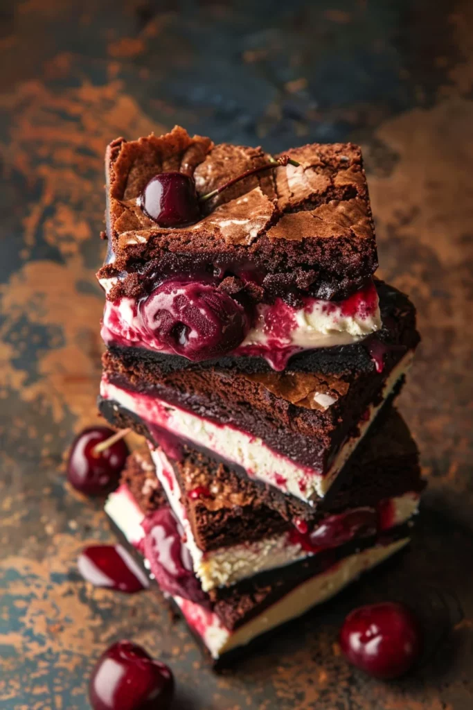 Cherry Cheesecake Brownie Ice Cream Stack: Irresistible Indulgence
