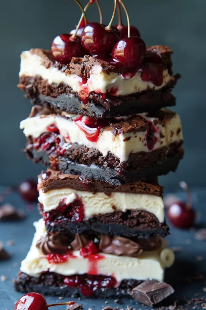 Cherry Cheesecake Brownie Ice Cream Stack: Irresistible Indulgence