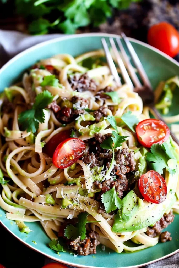 Creamy Avocado Cilantro Pasta With Ground Beef: Heavenly Fusion of Flavors