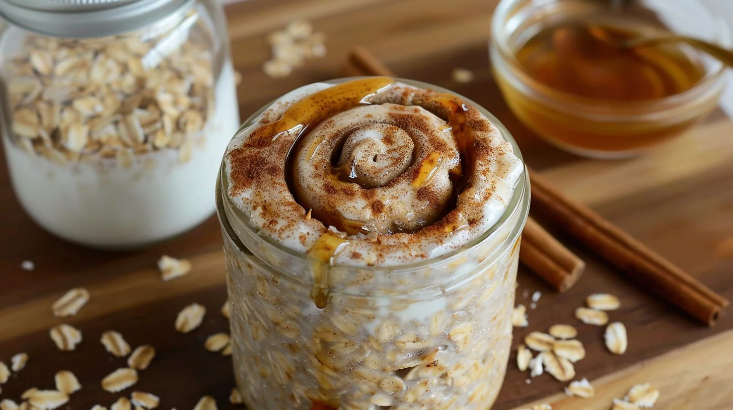 Creamy Cinnamon Roll Overnight Oats