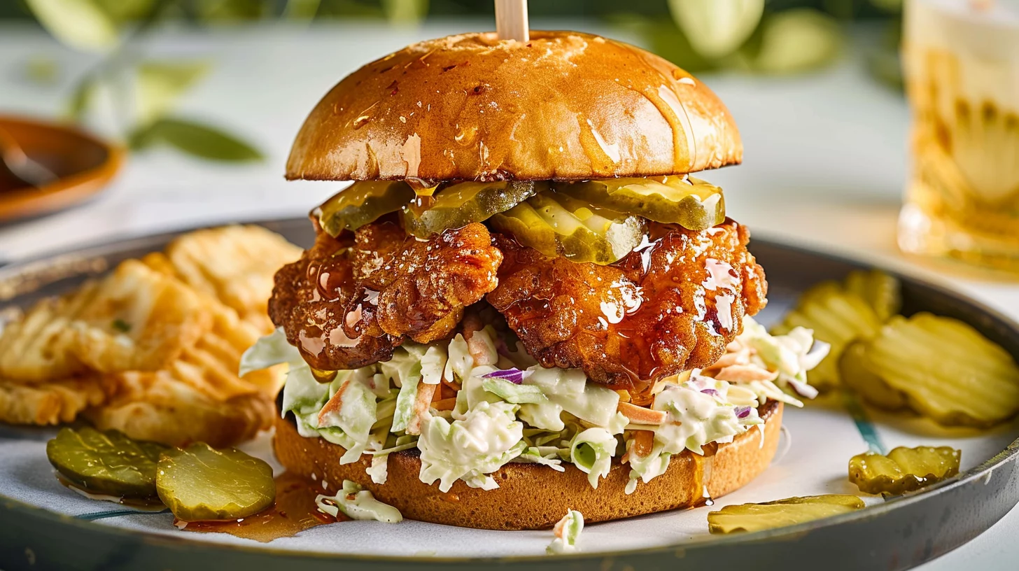 Crispy Hot Honey Chicken Sandwich With Pickles