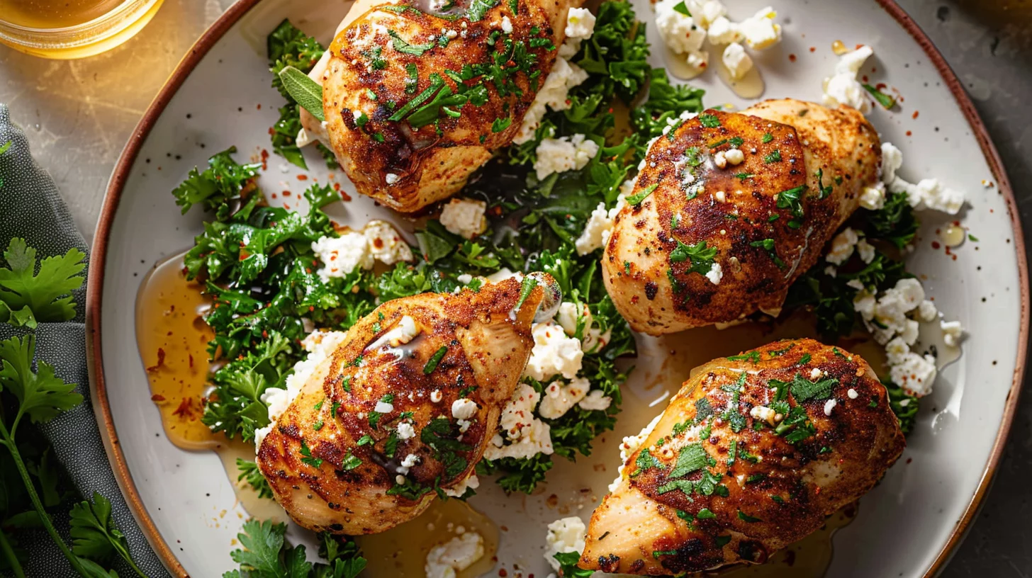 Feta Stuffed Chicken Breasts With Spicy Honey Drizzle