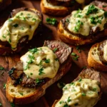 Grilled Beef Tenderloin Crostini with Béarnaise Sauce