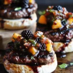 Grilled Venison Smash Burgers With Blackberry Peach Salsa and Whipped Brie