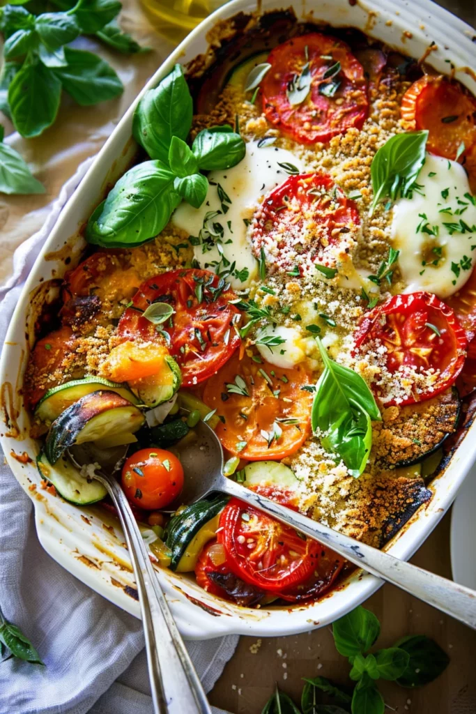 Layered Summer Vegetable Bake With Three Cheeses: Ultimate Veggie Extravaganza