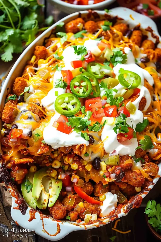 Layered Taco Tater Tot Bake: Ultimate Cheesy Comfort in Every Bite