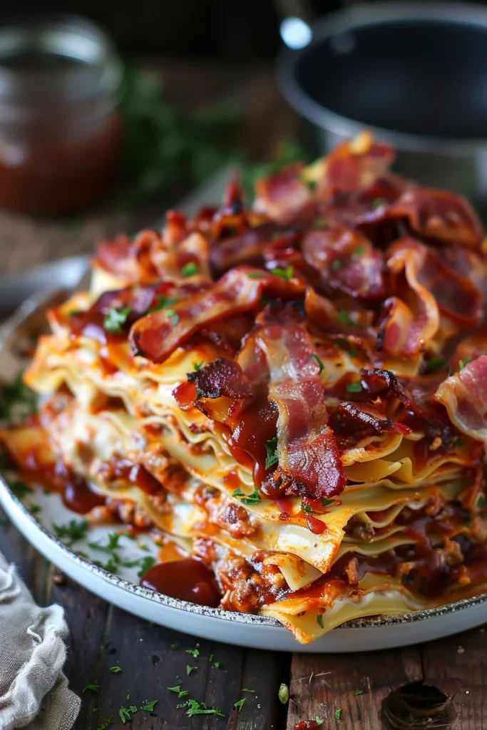 Ooey Gooey BBQ Bacon Mac n Cheese Lasagna: Ultimate Comfort Food Explosion!