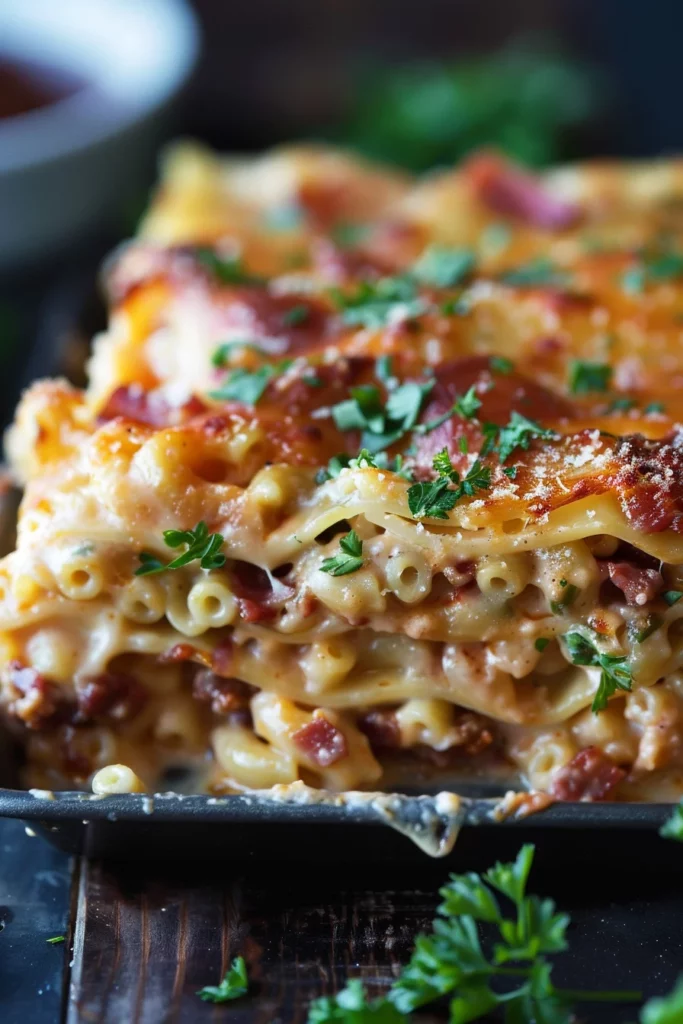 Ooey Gooey BBQ Bacon Mac n Cheese Lasagna: Ultimate Comfort Food Explosion!