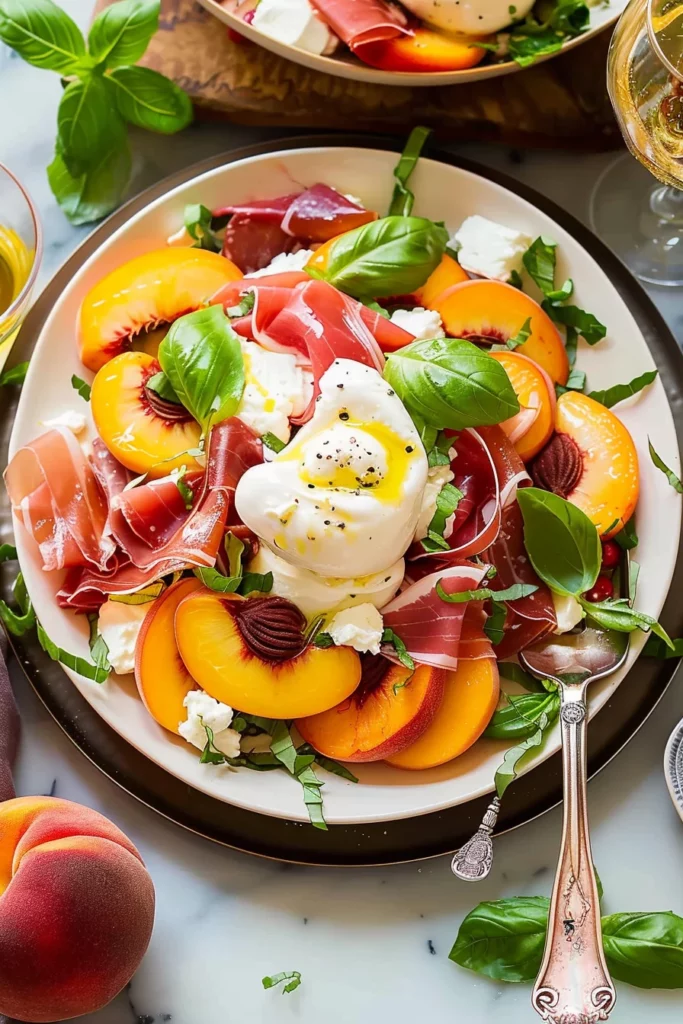 Peach Burrata Salad With Champagne Vinaigrette: Irresistible Gourmet Delight