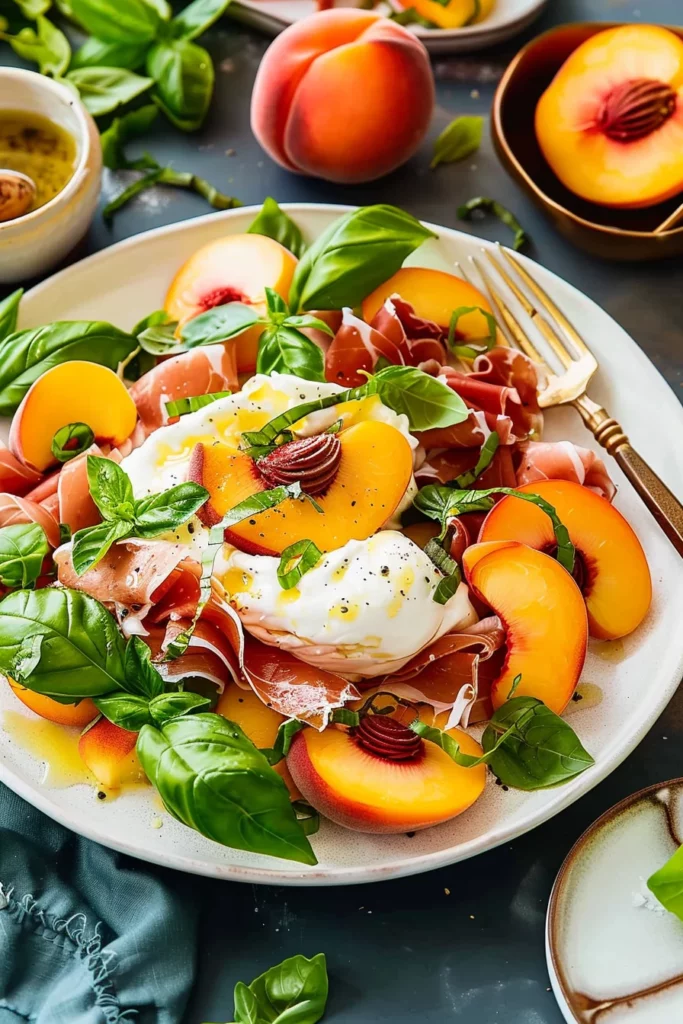 Peach Burrata Salad With Champagne Vinaigrette: Irresistible Gourmet Delight