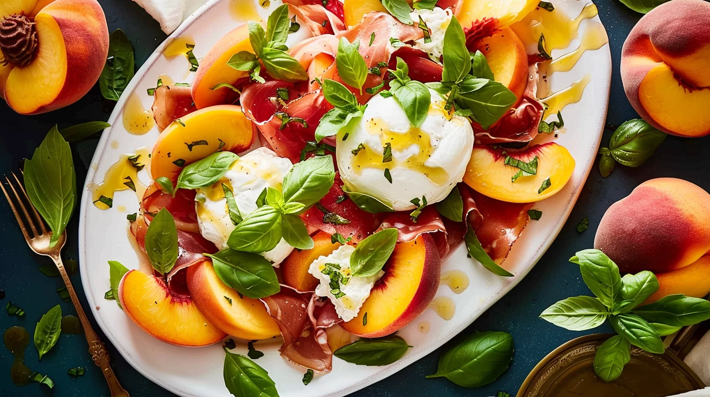 Peach Burrata Salad With Champagne Vinaigrette