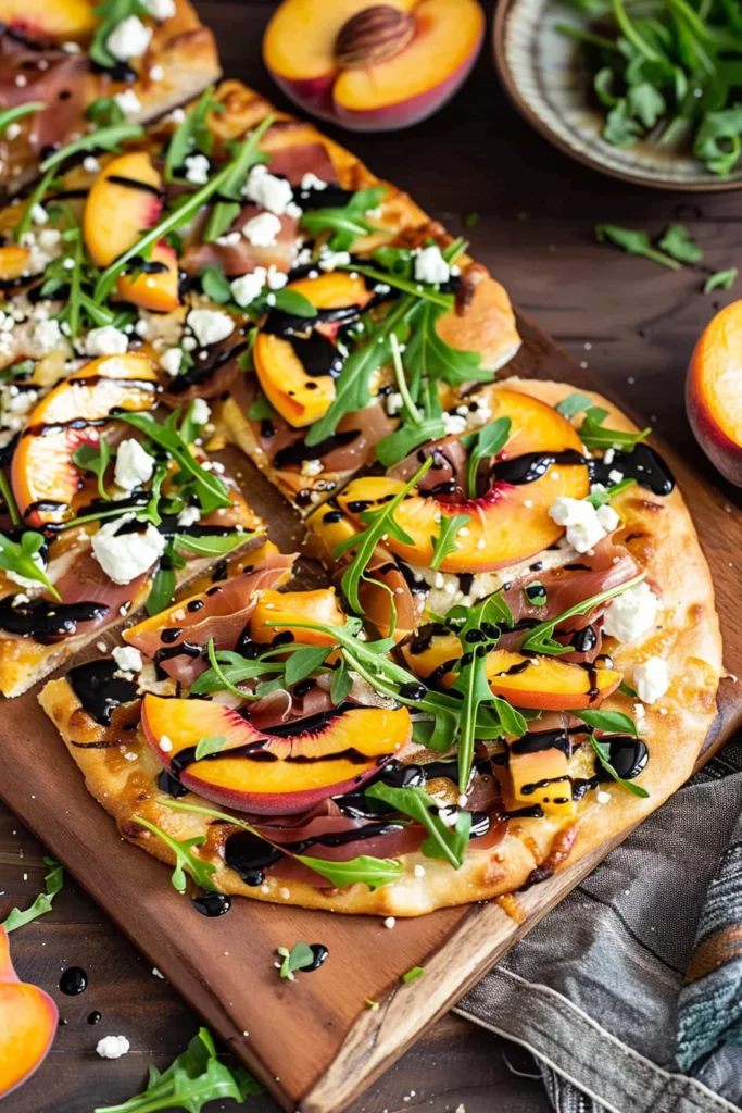 Peach Goat Cheese Arugula and Prosciutto: Ultimate Crispy Flatbread Delight