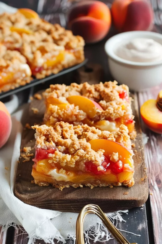 Peaches and Cream Crumble Bars: Irresistible Peach Perfection