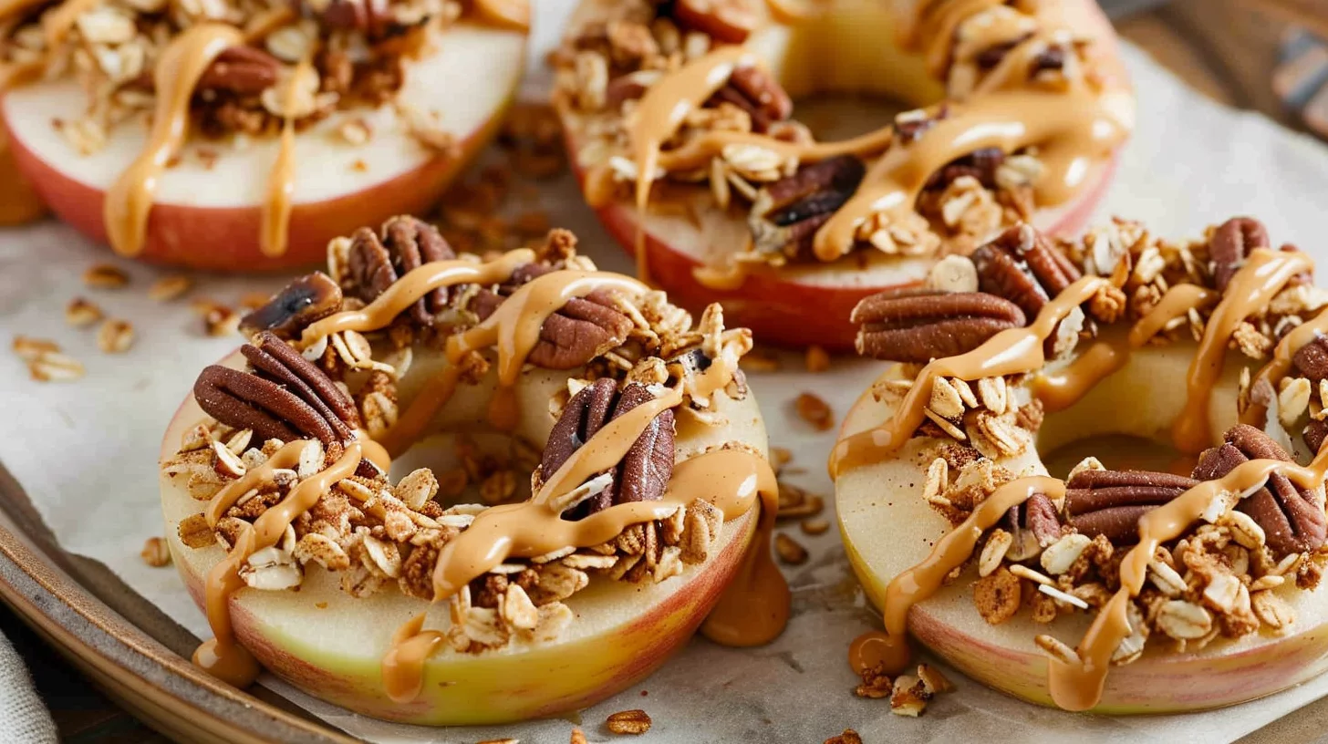 Peanut Butter Granola Apple Rings