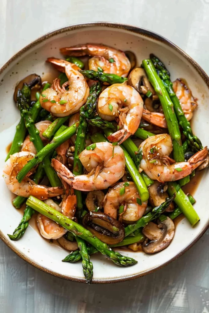 Shrimp and Asparagus Stir-Fry with Mushrooms: Flavor Explosion Ready in Minutes