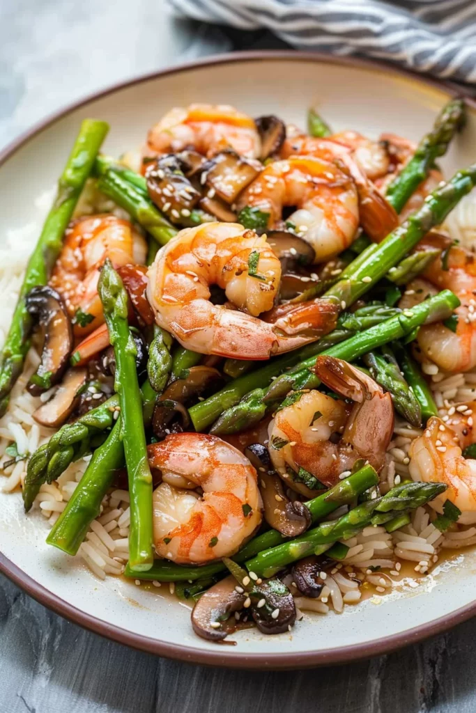 Shrimp and Asparagus Stir-Fry with Mushrooms: Flavor Explosion Ready in Minutes