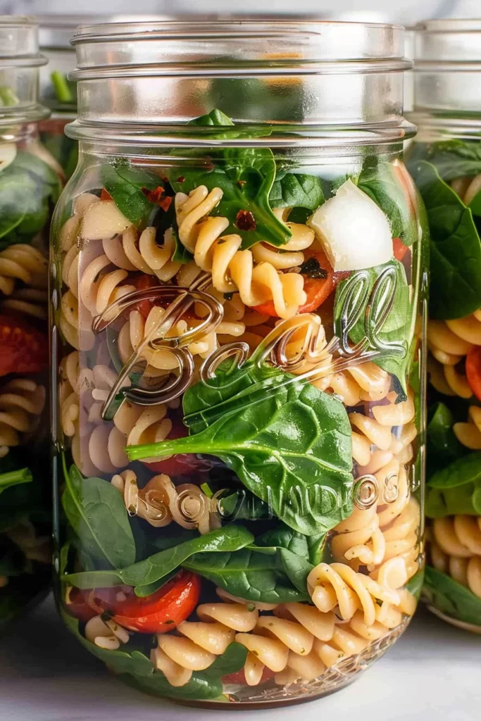 Spinach Pasta Salad in a Jar: Elevate Your Lunch Game