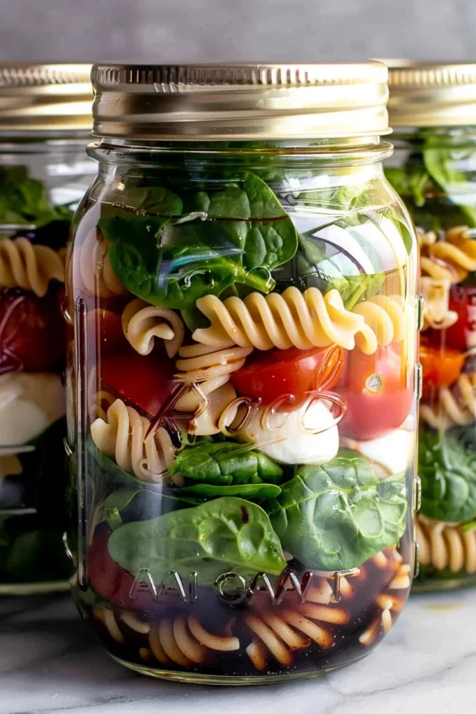 Spinach Pasta Salad in a Jar: Elevate Your Lunch Game