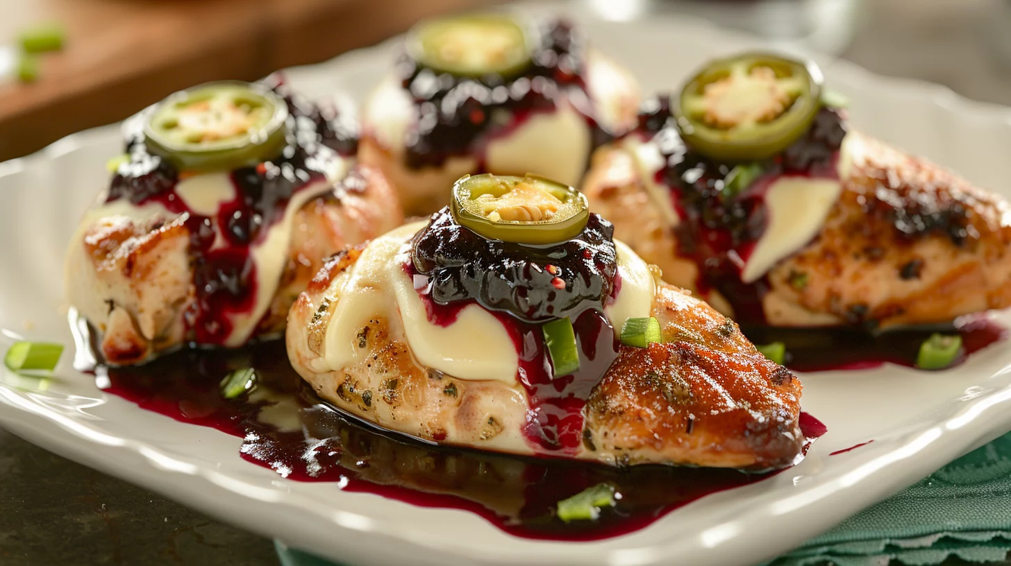 Stuffed Chicken With Blackberry Jalapeño and Gooey Cheese