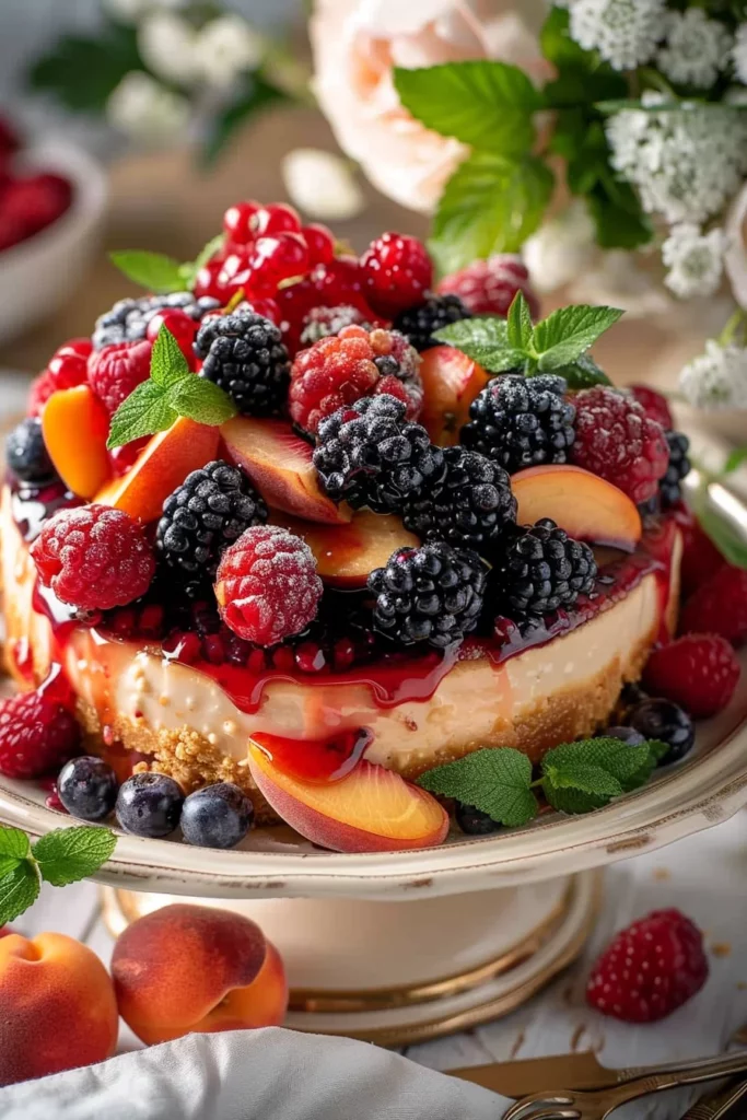 Summer Berry and Peach Cheesecake: Ultimate Indulgence in Every Bite