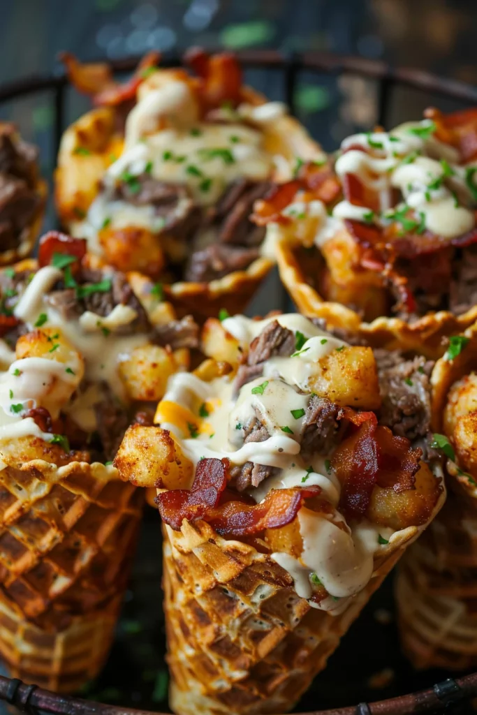 Bacon Cheeseburger Stuffed Tater Tot Cones: Ultimate Crispy Delight